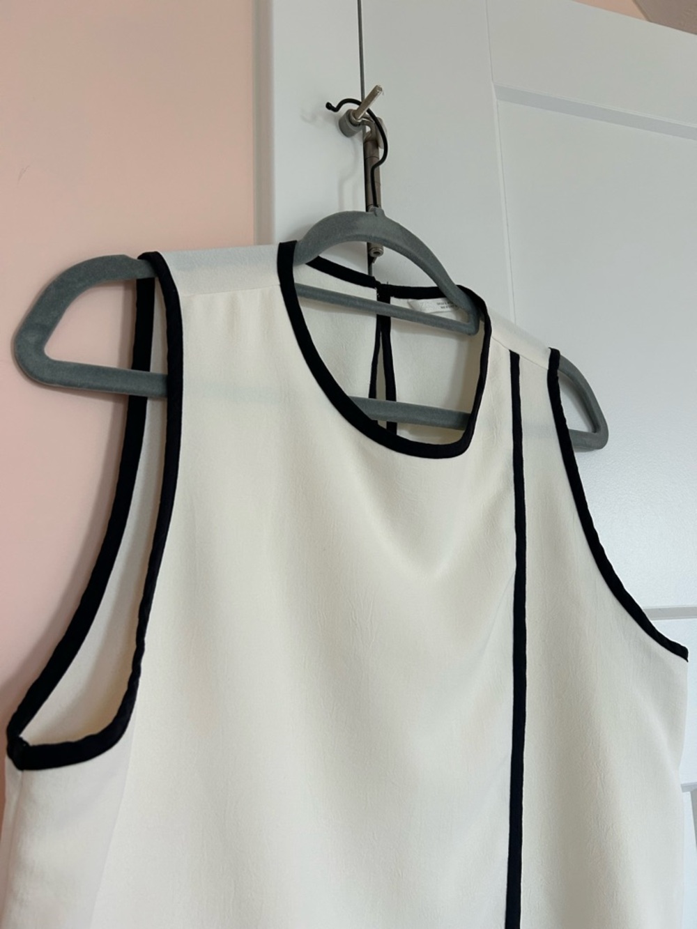 Zara White Sleeveless Contrast-Trim Top size L - Picture 2 of 7